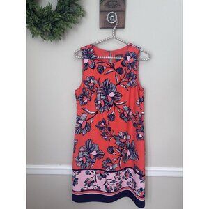 Vince Camuto Womens Size 6 Orange Blue Floral Sheath Dress Sleeveless